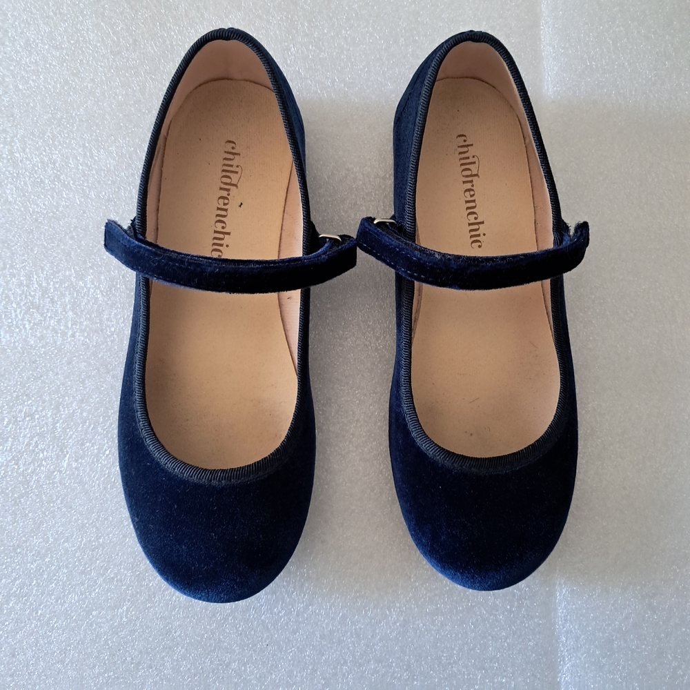 Chic Navy Blue Velvet Kids Shoes